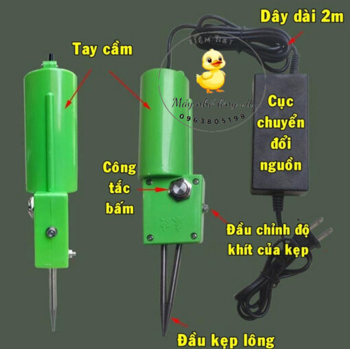 Chi tiết về máy vặt lông vịt cầm tay 250w